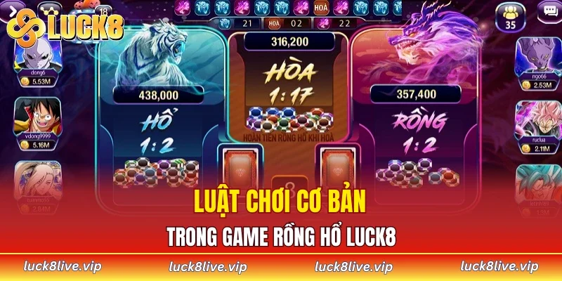 Luật chơi cơ bản trong game rồng hổ LUCK8